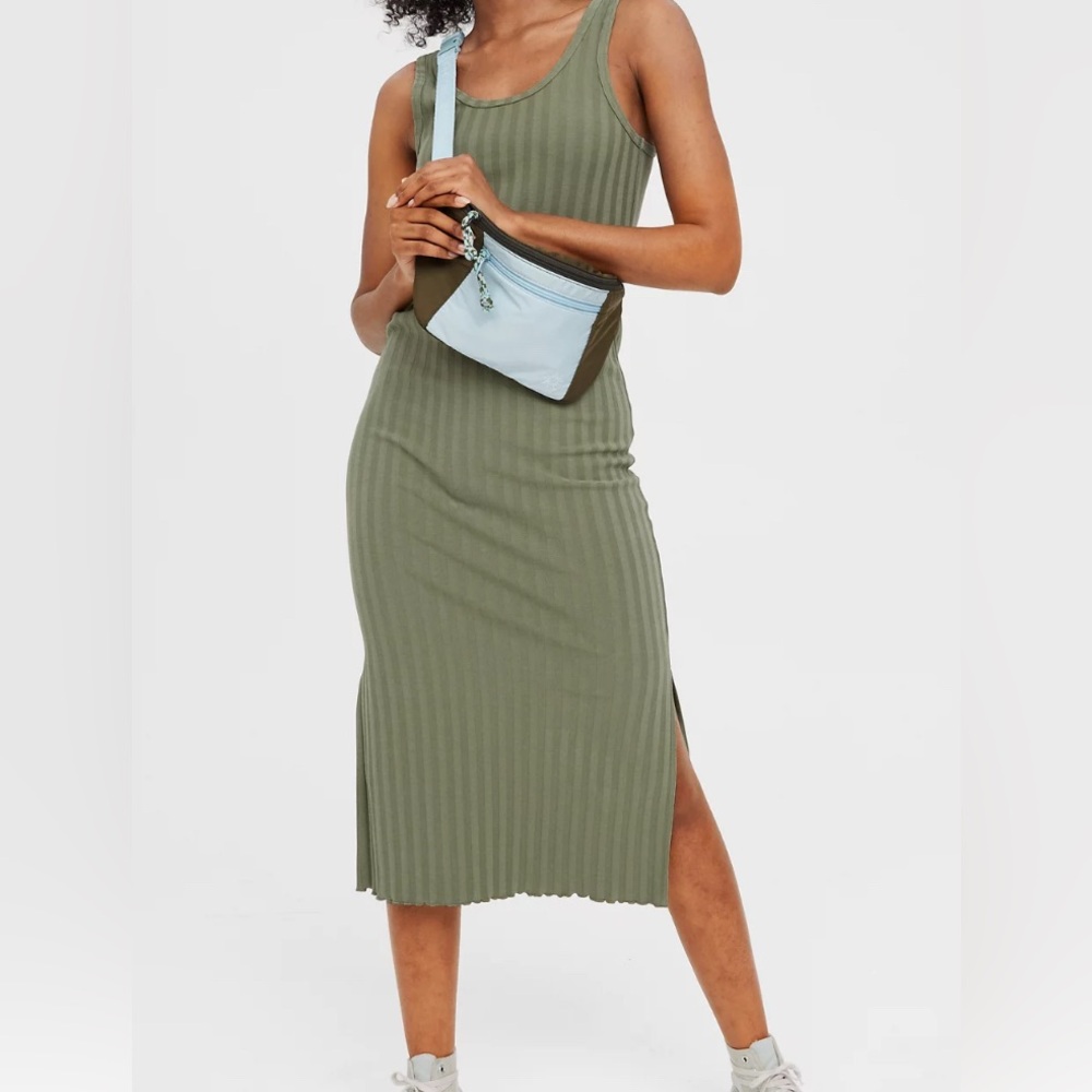Aerie OFFLINE OG Groove Midi Dress Green Size XXS NWT
